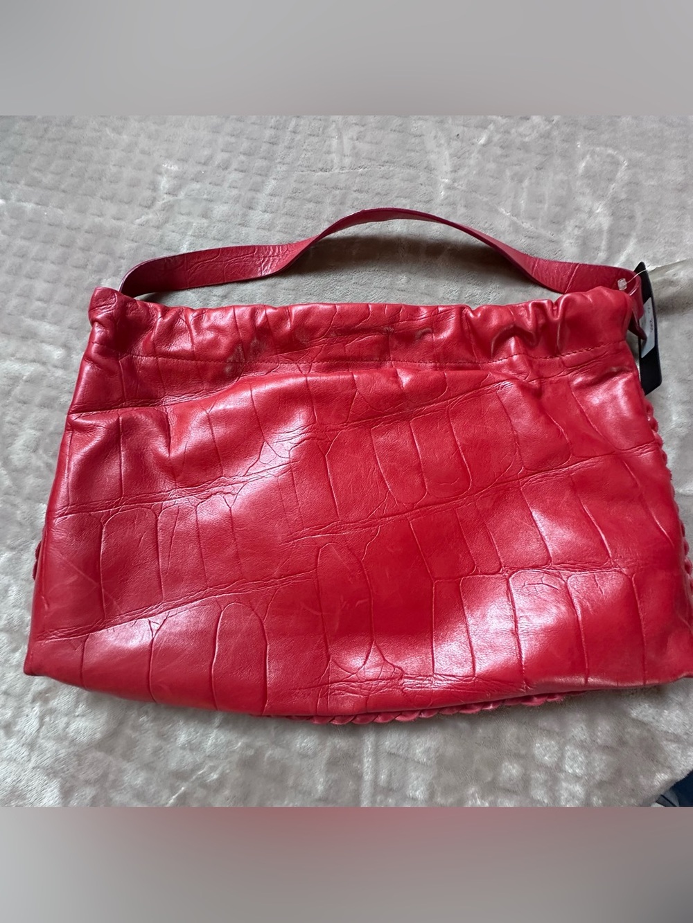 Red Croc-Embossed Shoulder Bag with Single Strap vintage